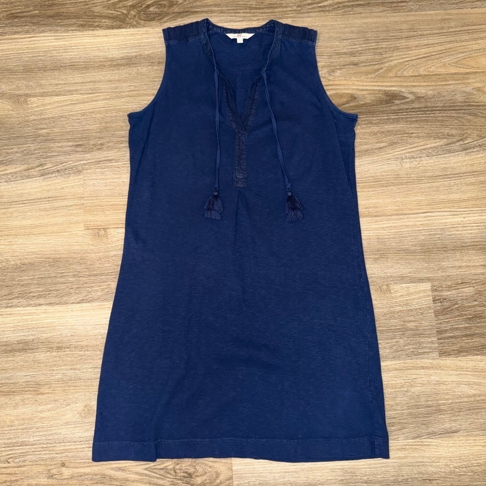 Vineyard Vines Surfside Cover Up Dress M Navy Tassel Cotton Beach